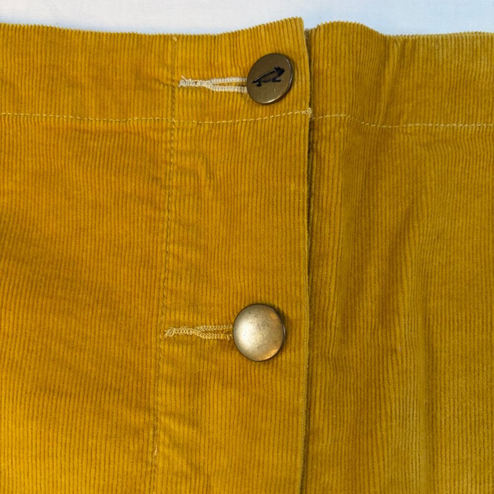 Toad & Co womens mustard corduroy button up skirt. Size 6. academic, preppy - Picture 2 of 5